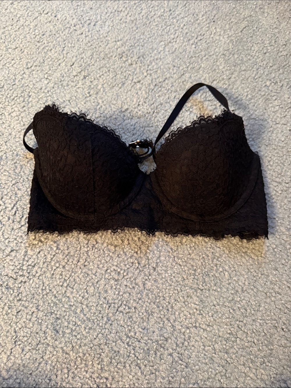 Black Lace Longline Bra - Women's Intimates
